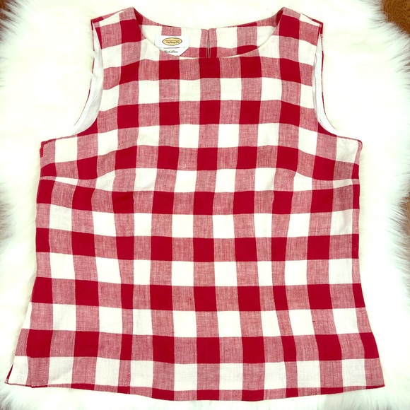 Talbots Tops - Talbots Irish Linen Red White gingham blouse